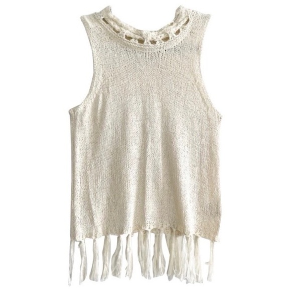 Anthropologie Tops - Anthropologie Pepin Boho Fringe Sleeveless Top Size Medium